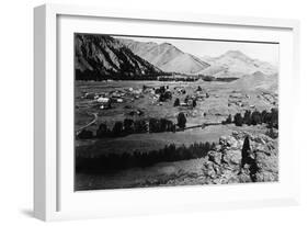 Aerial View of the Town from the Hills - Ketchum, ID-Lantern Press-Framed Art Print