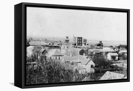 Aerial View of the Town - Waukon, OK-Lantern Press-Framed Stretched Canvas