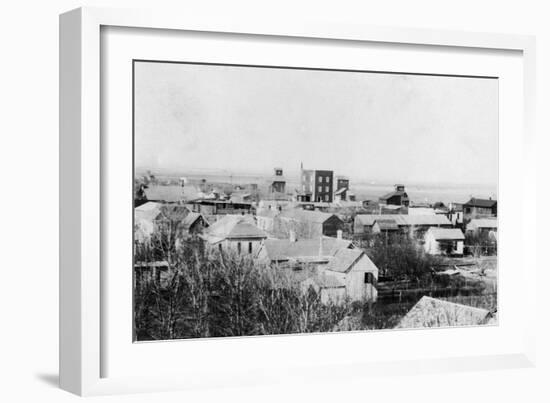 Aerial View of the Town - Waukon, OK-Lantern Press-Framed Art Print