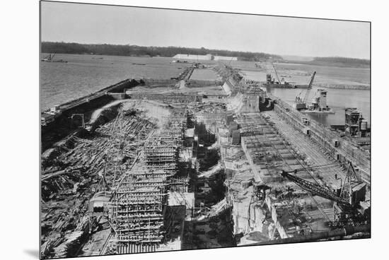 Aerial View of the Tva's Wheeler Dam Construction-null-Mounted Premium Photographic Print