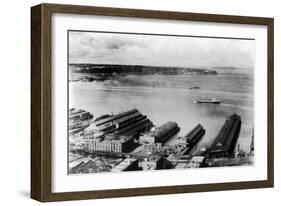 Aerial View of the Waterfront - Seattle, WA-Lantern Press-Framed Art Print