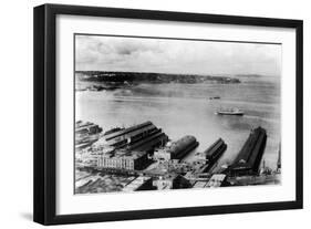 Aerial View of the Waterfront - Seattle, WA-Lantern Press-Framed Art Print