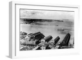 Aerial View of the Waterfront - Seattle, WA-Lantern Press-Framed Art Print