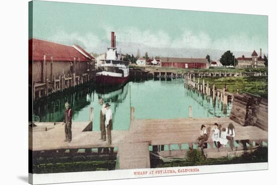 Aerial View of the Wharf - Petaluma, CA-Lantern Press-Stretched Canvas