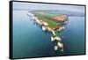 Aerial view of the white cliffs of Old Harry Rocks, Jurassic Coast, Studland, Dorset-Paolo Graziosi-Framed Stretched Canvas