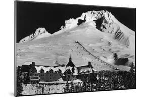 Aerial View Of Timberline Lodge And Ski Lift - Mt. Hood, Or-null-Mounted Poster