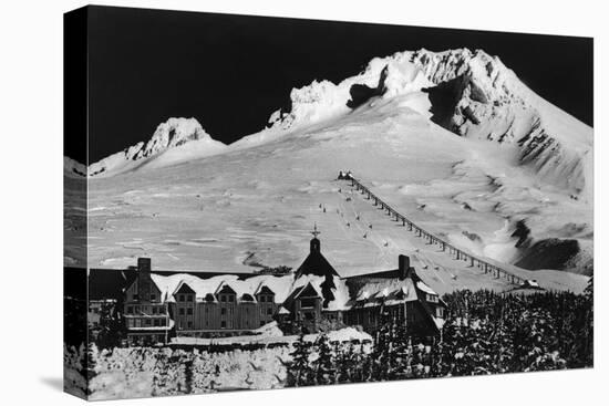 Aerial View of Timberline Lodge and Ski Lift - Mt. Hood, OR-Lantern Press-Stretched Canvas