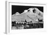 Aerial View of Timberline Lodge and Ski Lift - Mt. Hood, OR-Lantern Press-Framed Art Print