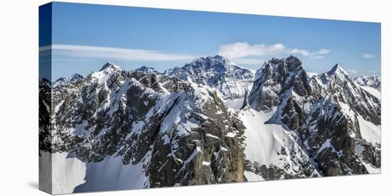 Aerial View of Torrone Peak in Winter with Bernina Peak in the Background. Valmasino-ClickAlps-Stretched Canvas