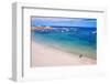 Aerial view of tourist standing in an empty white sand beach looking at the sea-Paolo Graziosi-Framed Photographic Print