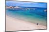 Aerial view of tourist standing in an empty white sand beach looking at the sea-Paolo Graziosi-Mounted Photographic Print