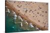 Aerial view of tourists on beach, North Avenue Beach, Chicago, Illinois, USA-null-Stretched Canvas