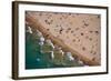 Aerial view of tourists on beach, North Avenue Beach, Chicago, Illinois, USA-null-Framed Photographic Print