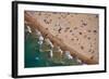 Aerial view of tourists on beach, North Avenue Beach, Chicago, Illinois, USA-null-Framed Photographic Print