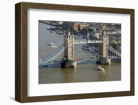 Aerial view of Tower Bridge and River Thames, London, England, United Kingdom, Europe-Charles Bowman-Framed Photographic Print