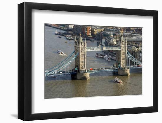 Aerial view of Tower Bridge and River Thames, London, England, United Kingdom, Europe-Charles Bowman-Framed Photographic Print