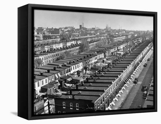 Aerial View of Town Houses in Baltimore-Dmitri Kessel-Framed Stretched Canvas