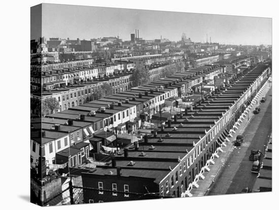 Aerial View of Town Houses in Baltimore-Dmitri Kessel-Stretched Canvas