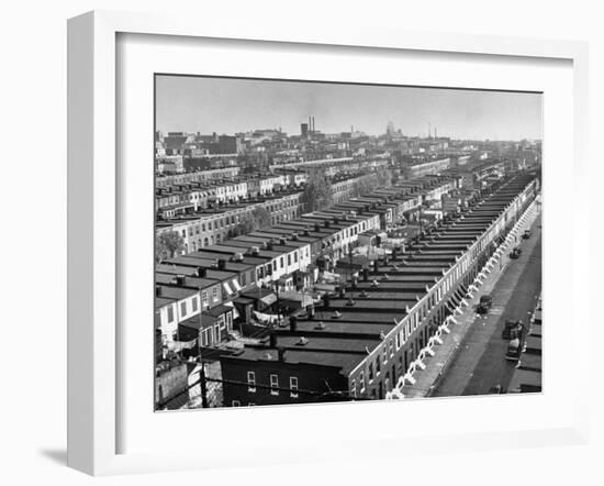 Aerial View of Town Houses in Baltimore-Dmitri Kessel-Framed Photographic Print