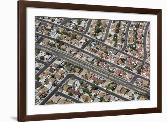 Aerial view of town, roads and houses with swimming pools, Nevada, USA-Bjorn Ullhagen-Framed Photographic Print