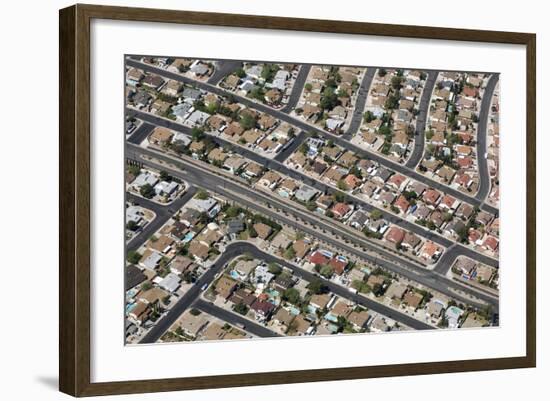 Aerial view of town, roads and houses with swimming pools, Nevada, USA-Bjorn Ullhagen-Framed Photographic Print