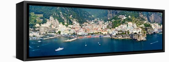 Aerial View of Towns, Amalfi, Atrani, Amalfi Coast, Salerno, Campania, Italy-null-Framed Stretched Canvas