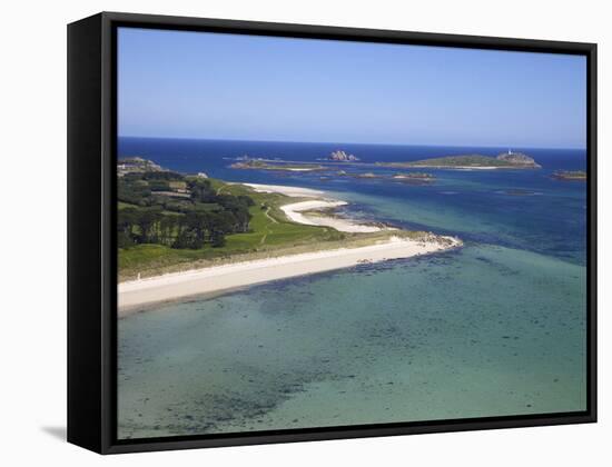 Aerial View of Tresco, Isles of Scilly, England, United Kingdom, Europe-Peter Barritt-Framed Stretched Canvas