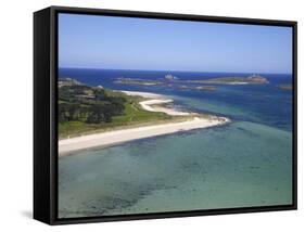 Aerial View of Tresco, Isles of Scilly, England, United Kingdom, Europe-Peter Barritt-Framed Stretched Canvas