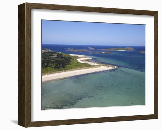 Aerial View of Tresco, Isles of Scilly, England, United Kingdom, Europe-Peter Barritt-Framed Photographic Print