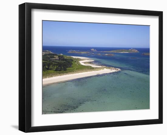 Aerial View of Tresco, Isles of Scilly, England, United Kingdom, Europe-Peter Barritt-Framed Photographic Print