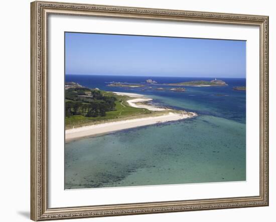 Aerial View of Tresco, Isles of Scilly, England, United Kingdom, Europe-Peter Barritt-Framed Photographic Print