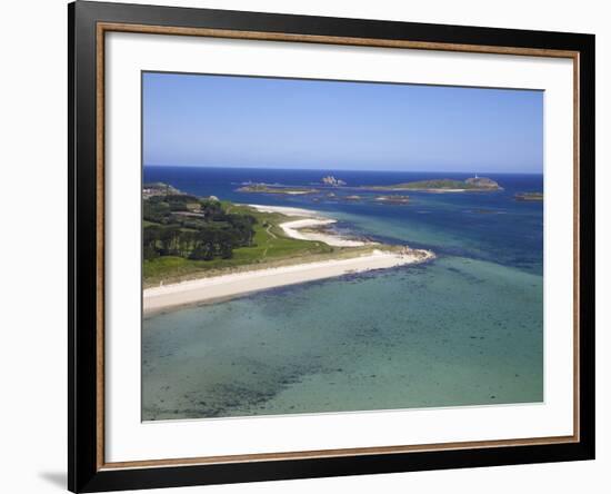 Aerial View of Tresco, Isles of Scilly, England, United Kingdom, Europe-Peter Barritt-Framed Photographic Print