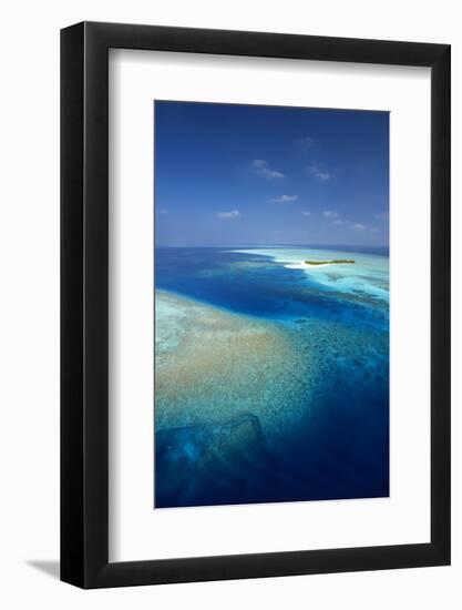 Aerial View of Tropical Island and Lagoon, Maldives, Indian Ocean, Asia-Sakis Papadopoulos-Framed Photographic Print