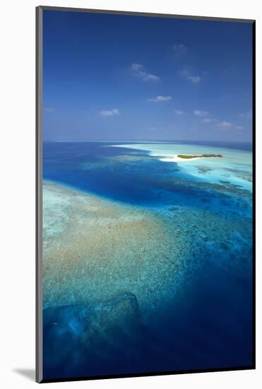 Aerial View of Tropical Island and Lagoon, Maldives, Indian Ocean, Asia-Sakis Papadopoulos-Mounted Photographic Print