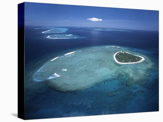 Aerial View of Tropical Island, Tavarua Island, Fiji-Neil Farrin-Stretched Canvas