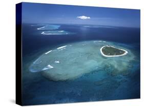 Aerial View of Tropical Island, Tavarua Island, Fiji-Neil Farrin-Stretched Canvas