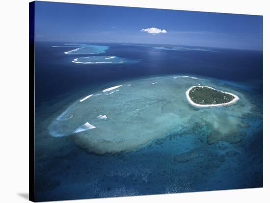 Aerial View of Tropical Island, Tavarua Island, Fiji-Neil Farrin-Stretched Canvas