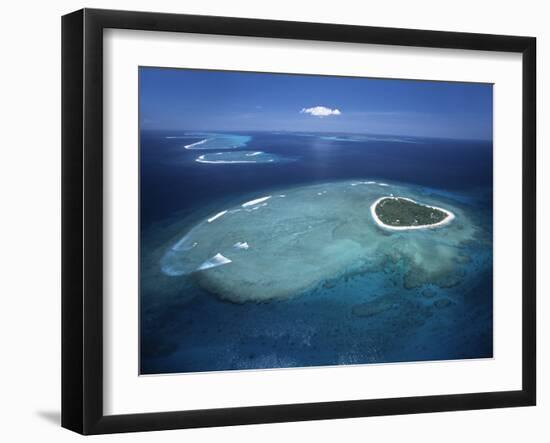 Aerial View of Tropical Island, Tavarua Island, Fiji-Neil Farrin-Framed Photographic Print