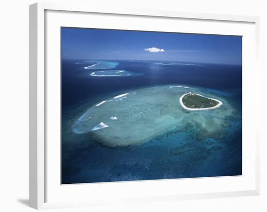 Aerial View of Tropical Island, Tavarua Island, Fiji-Neil Farrin-Framed Photographic Print