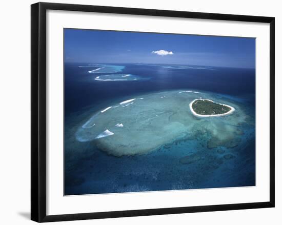 Aerial View of Tropical Island, Tavarua Island, Fiji-Neil Farrin-Framed Photographic Print