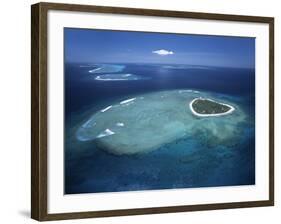 Aerial View of Tropical Island, Tavarua Island, Fiji-Neil Farrin-Framed Photographic Print