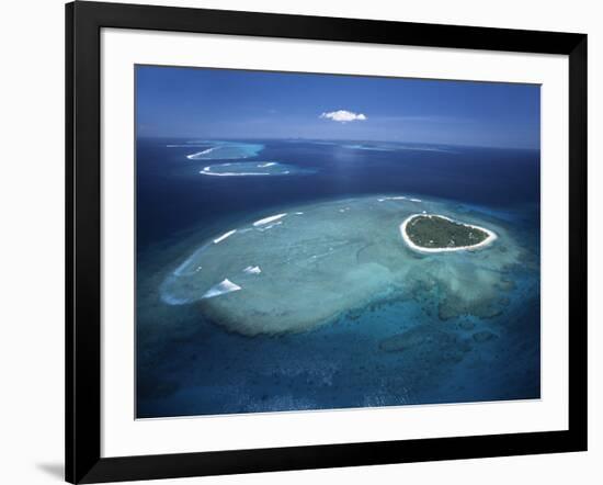 Aerial View of Tropical Island, Tavarua Island, Fiji-Neil Farrin-Framed Photographic Print