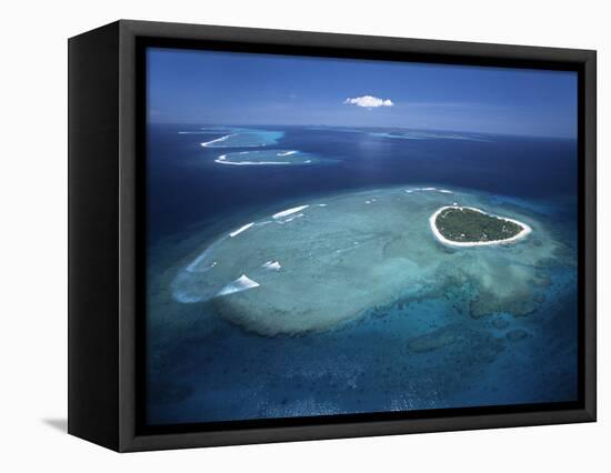 Aerial View of Tropical Island, Tavarua Island, Fiji-Neil Farrin-Framed Stretched Canvas