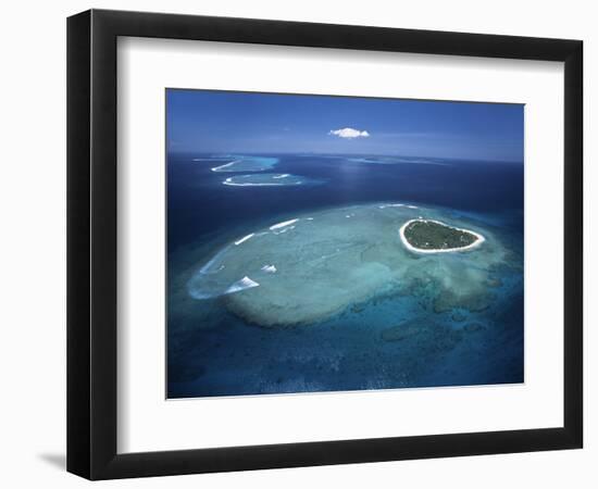 Aerial View of Tropical Island, Tavarua Island, Fiji-Neil Farrin-Framed Photographic Print