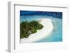 Aerial view of tropical island with lagoon, The Maldives, Indian Ocean, Asia-Sakis Papadopoulos-Framed Photographic Print