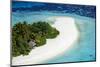 Aerial view of tropical island with lagoon, The Maldives, Indian Ocean, Asia-Sakis Papadopoulos-Mounted Photographic Print