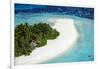 Aerial view of tropical island with lagoon, The Maldives, Indian Ocean, Asia-Sakis Papadopoulos-Framed Photographic Print