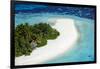 Aerial view of tropical island with lagoon, The Maldives, Indian Ocean, Asia-Sakis Papadopoulos-Framed Photographic Print