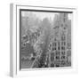 Aerial View of Trucks Delivering Goods in Garment District-null-Framed Photographic Print
