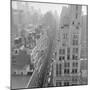 Aerial View of Trucks Delivering Goods in Garment District-null-Mounted Photographic Print